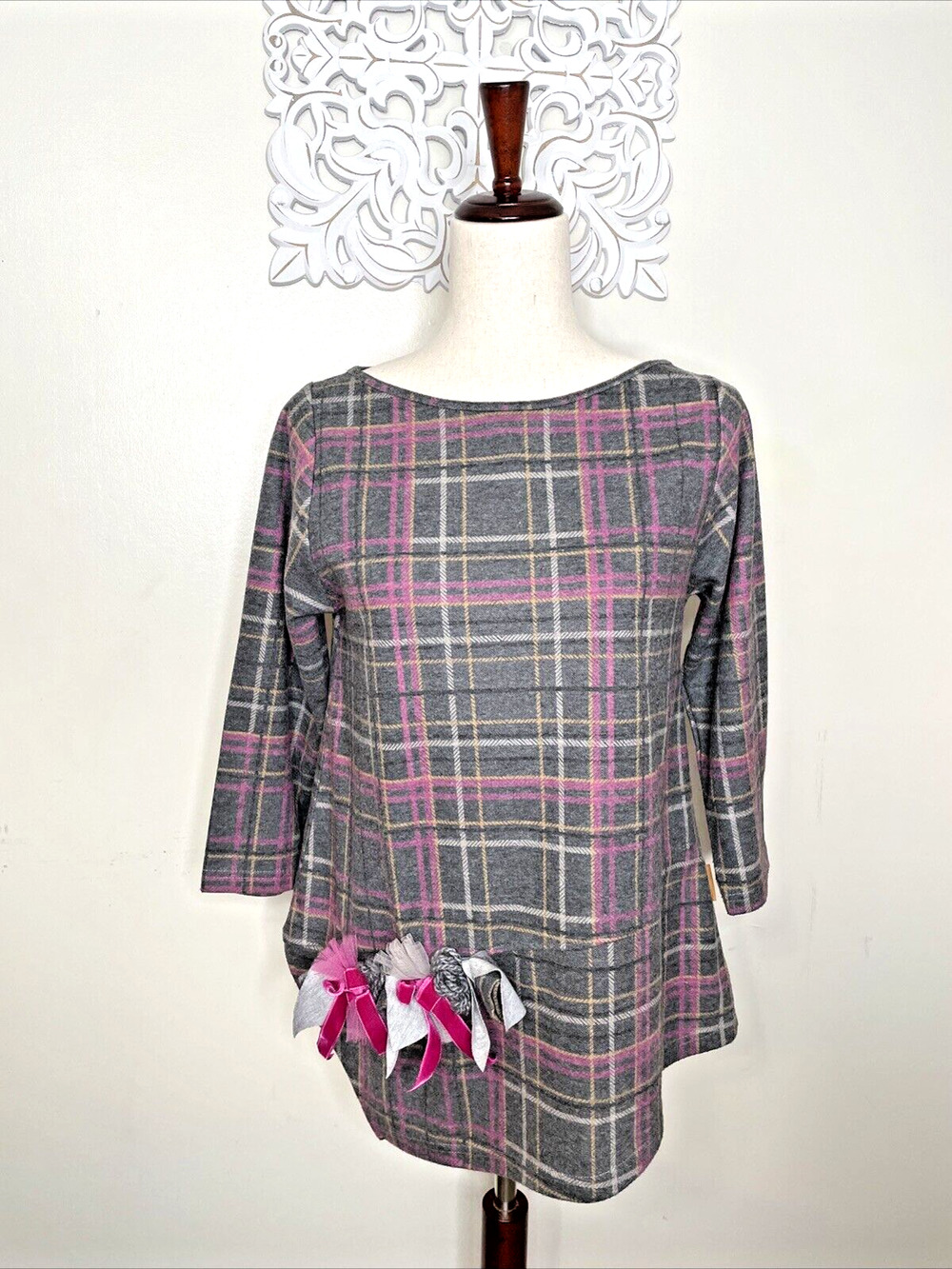 MAMATAYOE size M Flannel Tunic 3/4 Sleeves Designed in Spain Made in Portugal